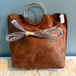 Banana Republic Biscotti Vegan Suede Ring Satchel